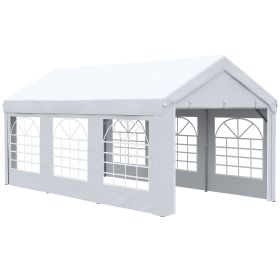 20x10 ft Large Party Tent Carport Outdoor Canopy Portable Garage with Removable Sidewalls Windows
