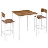Modern 3 Piece Dining Set, Dining Room Set with Wood Grain Effect, 2 Chairs, and Smooth Surface, Small Dining Table for 2, Brown/White