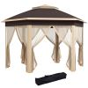 13 x 13 Pop Up Gazebo Hexagonal Canopy with Mesh Netting for Outdoor Events Patio Garden Wedding Party Shelter
