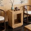 Wooden coffee table, square side table, tea table, bedside table with storage space