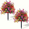 2pcs UV-Resistant Artificial Flower Stems with Violet Roses, Eucalyptus Leaves & Daisies - Realistic Fake Plants Suitable for Outdoor/Indoor, Gardens