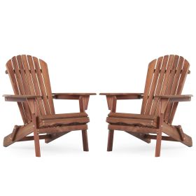 Wooden Outdoor Folding Adirondack Chair Set of 2 Wood Lounge Patio Chair for Garden,Garden, Lawn, Backyard, Deck, Pool Side, Fire Pit,Half Assembled,