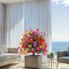 2pcs UV-Resistant Artificial Flower Stems with Violet Roses, Eucalyptus Leaves & Daisies - Realistic Fake Plants Suitable for Outdoor/Indoor, Gardens