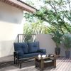 2-Person Glider Bench Blue with Removable Cushions Smooth Motion Sturdy Frame for Patio