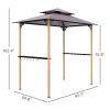 8' x 5' Grill Gazebo, Double Tiered Barbecue Grill Gazebo Shelter with 2 Side Shelves and 10 Hooks for Patio, Garden