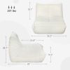 Floor Chair with Back Support, Teddy Fleece Sofa Chair with Channel Tufting, Meditation Chair for Bedroom, Cream White