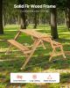 2-in-1 Transforming Interchangeable Picnic Table Wooden Table Bench Set Outdoor