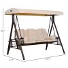 Patio Swing Sanctuary: 3-Seat, Canopy Shade, Removable Cushions, Side Trays in Beige Elegance