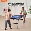 VEVOR Ping Pong Table, Mid-Size Table Tennis Game, Indoor MDF Table Tennis Table, Foldable Portable Complete Ping Pong Table Set with Net, 2 Paddles