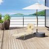 Folding Outdoor Chaise Lounge Sun Tanning Chair with Face Cavity, Pillow, 5-level Adjustable for Beach, Pool, Beige