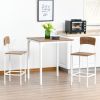 Modern 3 Piece Dining Set, Dining Room Set with Wood Grain Effect, 2 Chairs, and Smooth Surface, Small Dining Table for 2, Brown/White