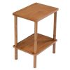 2 Tier Wood End Table, Outdoor Side Table with Storage Shelf, Small Patio Coffee Table