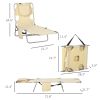 Folding Outdoor Chaise Lounge Sun Tanning Chair with Face Cavity, Pillow, 5-level Adjustable for Beach, Pool, Beige