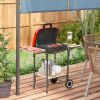 Portable Charcoal Grill with Wheels Shelves Adjustable Vents for Outdoor Picnic Camping Red