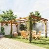 20' x 10' Wood Pergola, Outdoor Gazebo Grape Trellis with Stable Structure for Climbing Plant Support, Dark Brown
