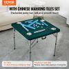 VEVOR Mahjong Table with Mahjong Tiles Set, Fold-in-Half 4 Player Card Table with 144PCS Majiang Tiles and 3 Dice