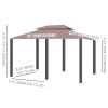 Gazebo 10x13 Khaki with Curtains Vented Roof and Steel Frame for Outdoor Use