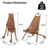 Wood Folding Chair for Outdoor, Low Profile Acacia Wood Lounge Chair for Balcony Porch Backyard Patio Lawn Garden