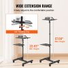 VEVOR Projector Stand with Wheels, Projector Floor Stand Adjustable Height from 22.8 to 57.3 in, Projector Mount with 2 Trays