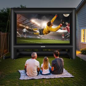 20FT Inflatable Movie Screen, Inflatable Projector Screen With Portable Storage Bag, 16:9 Easy Set Up Movie Projection For Outdoor Backyard, Home (Option: Black)