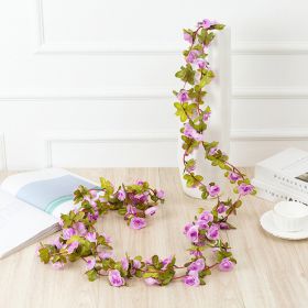 1pc 98.43inch/8.2ft Rose Artificial Flowers; Artificial Flower Christmas Garland; Fake Rose Vine For Wedding Home Room Decoration Spring Autumn Garden (quantity: 1pc, Color: Light Purple)