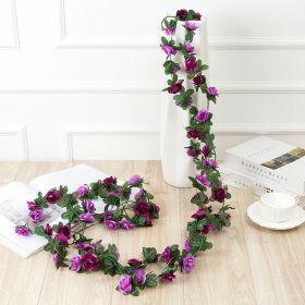 1pc 98.43inch/8.2ft Rose Artificial Flowers; Artificial Flower Christmas Garland; Fake Rose Vine For Wedding Home Room Decoration Spring Autumn Garden (quantity: 1pc, Color: Purple)