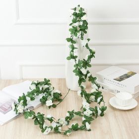 1pc 98.43inch/8.2ft Rose Artificial Flowers; Artificial Flower Christmas Garland; Fake Rose Vine For Wedding Home Room Decoration Spring Autumn Garden (quantity: 1pc, Color: White)