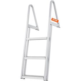 VEVOR Dock Ladder, Removable Steps, 350 lbs Load Capacity, Aluminum Alloy Pontoon Boat Ladder with 4'' Wide Step & Nonslip Rubber Mat (Default: Default)